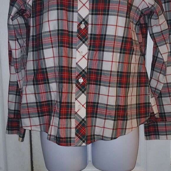 Christine Investments Petites Gold Label Non-Iron Plaid button down Sz 8P NWOT - Picture 2 of 8